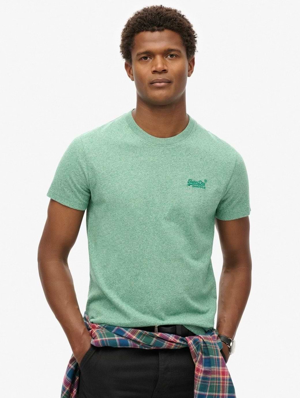 Superdry Men's Essential Logo Embroidered Tee Bright Green Grit