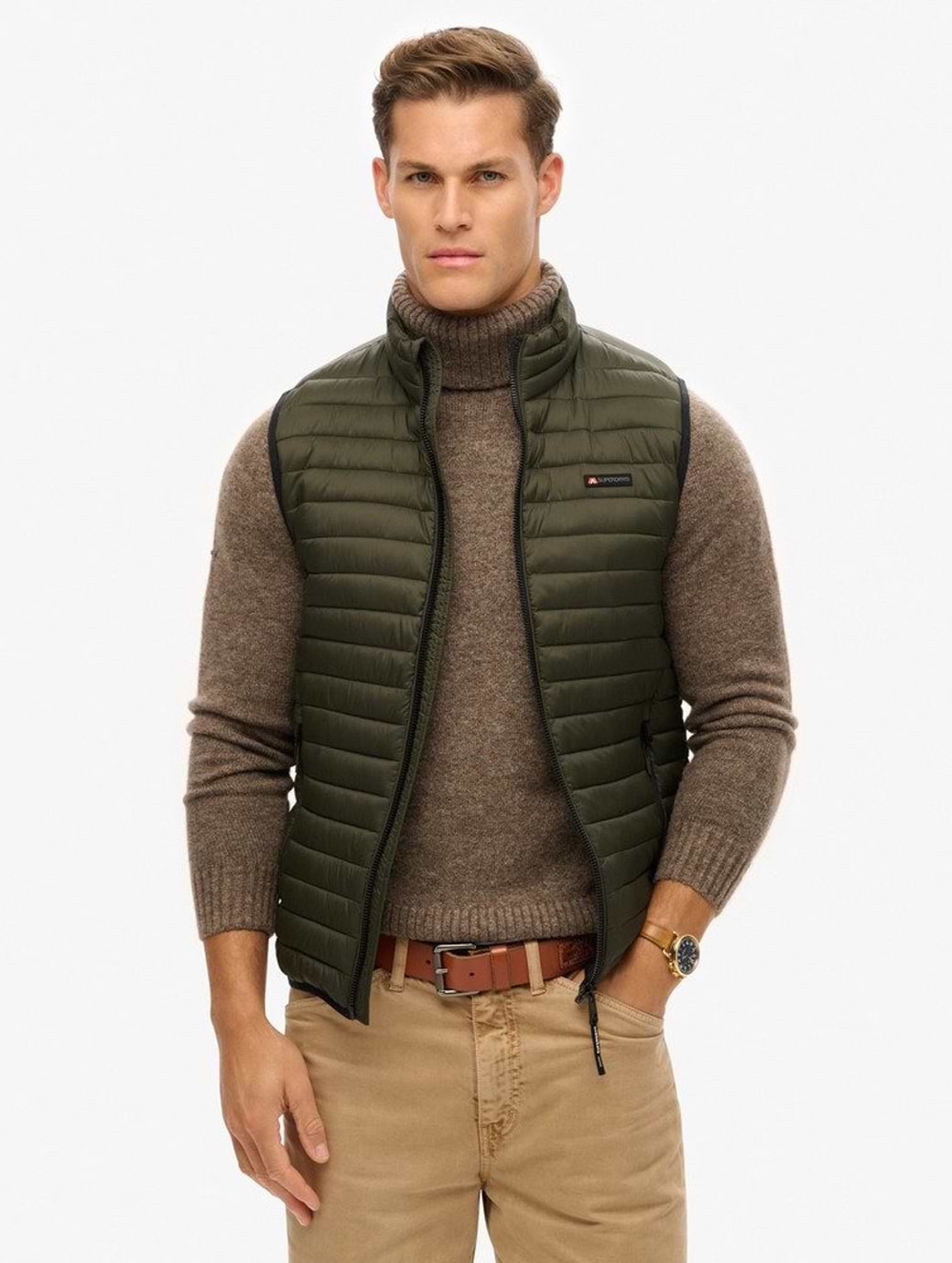 Superdry Men's Fuji Lite Gilet Olive Green