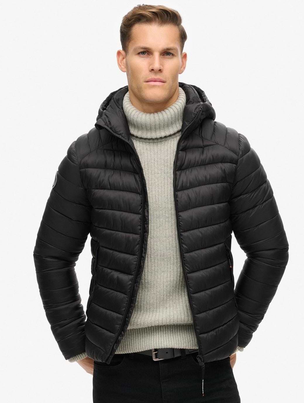Padded parka with hood mens outlet