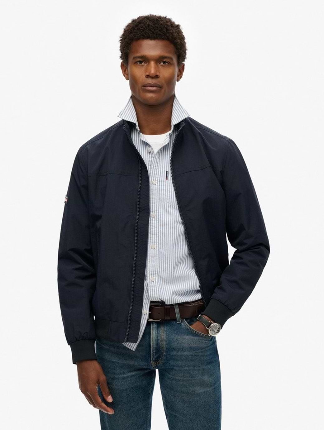 Superdry Men's Nylon Harrington Jacket Eclipse Navy