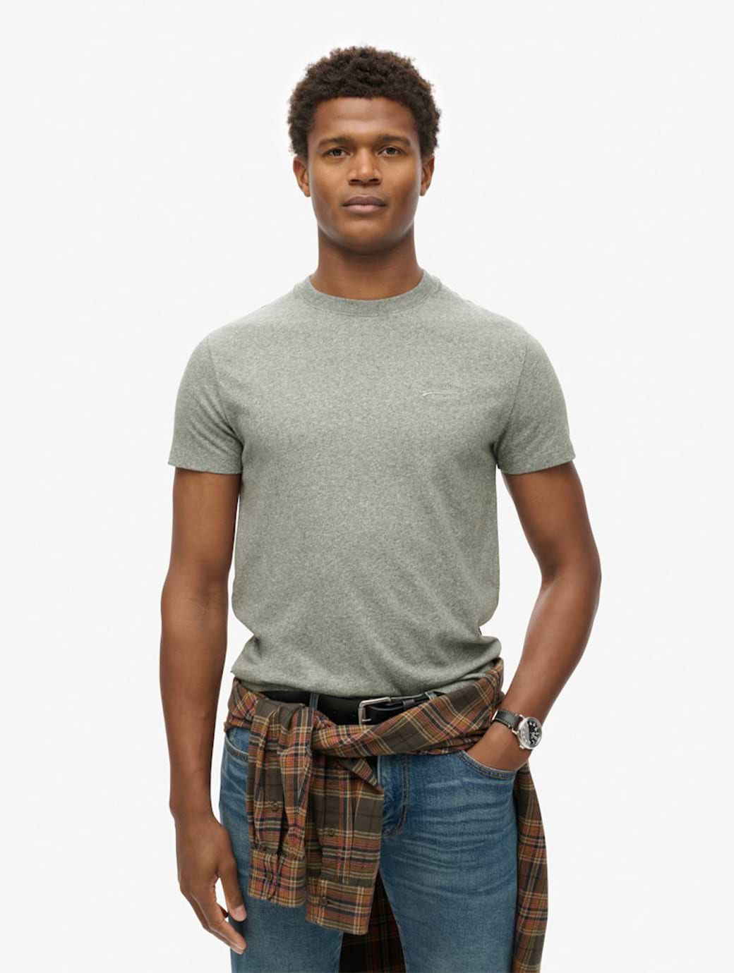 Superdry Men's Organic Cotton Essential Logo T-Shirt Noos Grey Marl