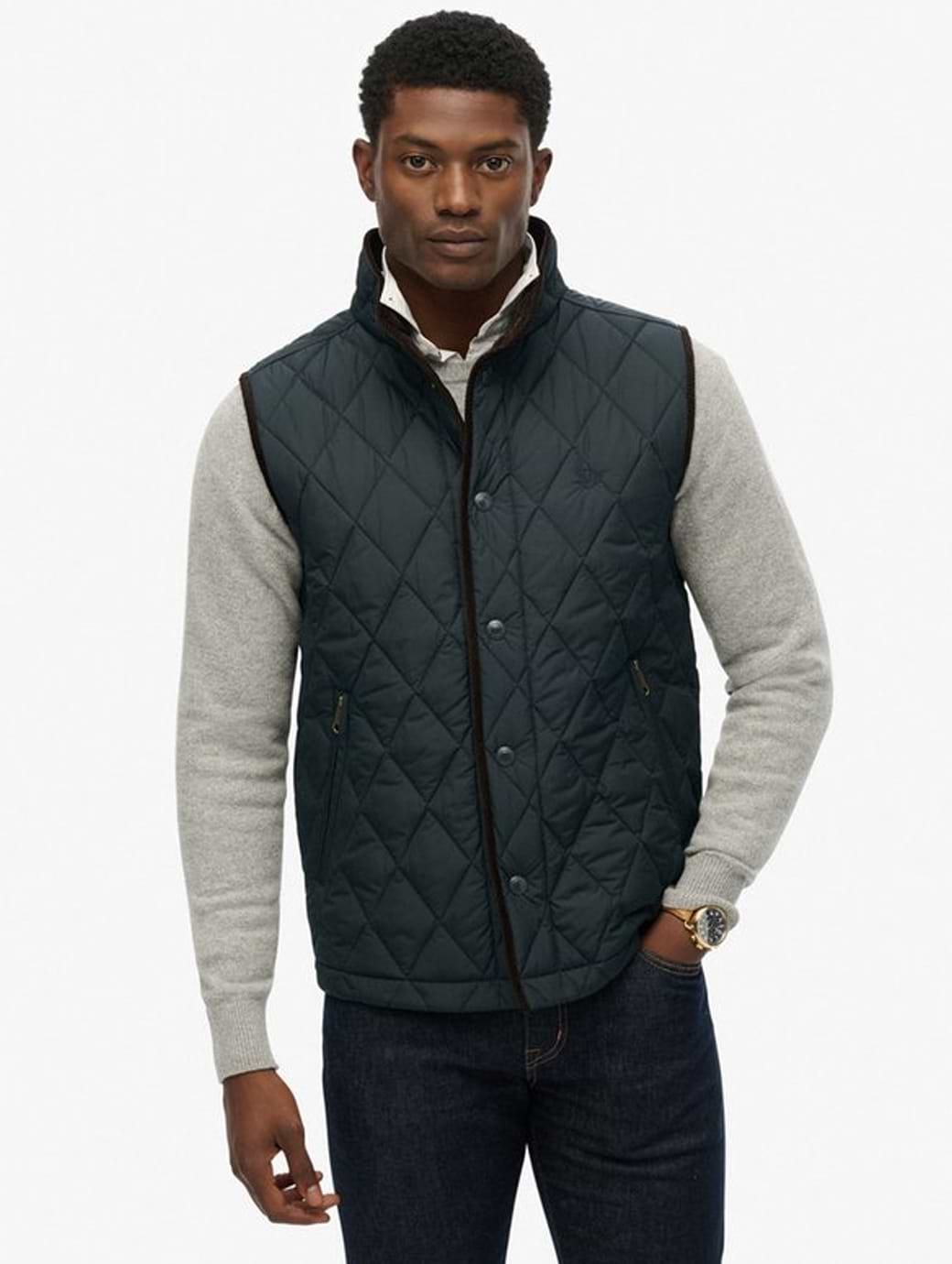 Superdry Men's Quilted Estate Gilet Eclipse Navy