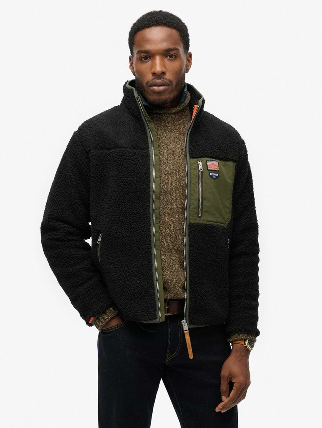 Superdry Men's Vintage Retro Full Zip Fleece Black