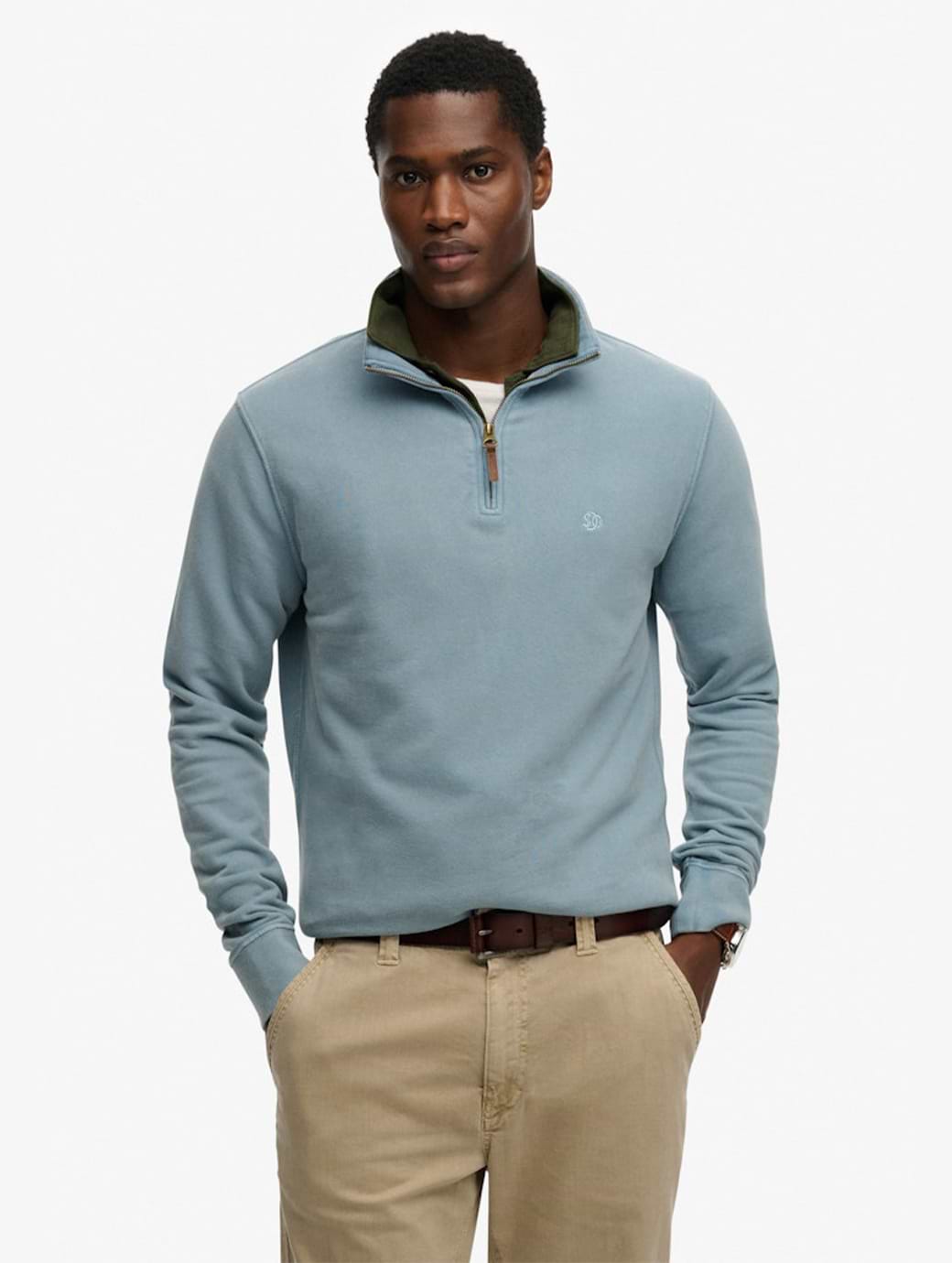 Superdry Men's Classic Essential Half Zip Copen Blue