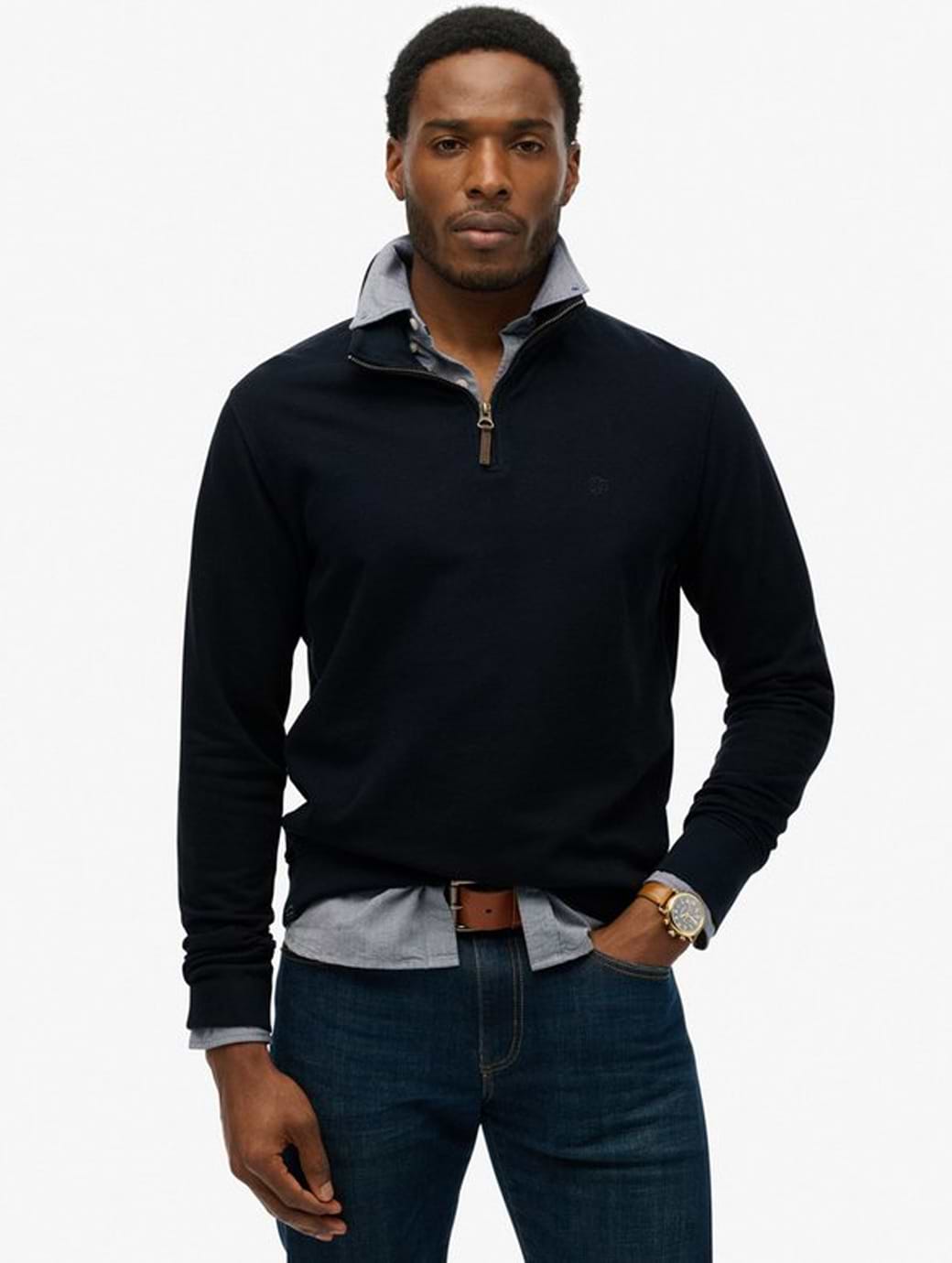 Superdry Men's Classic Essential Half Zip Super Dark Navy