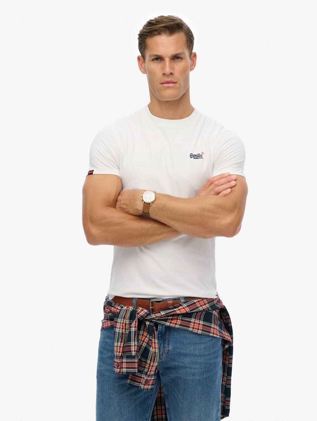 Superdry Men's Essential Contrast Embroidered T-Shirt Optic