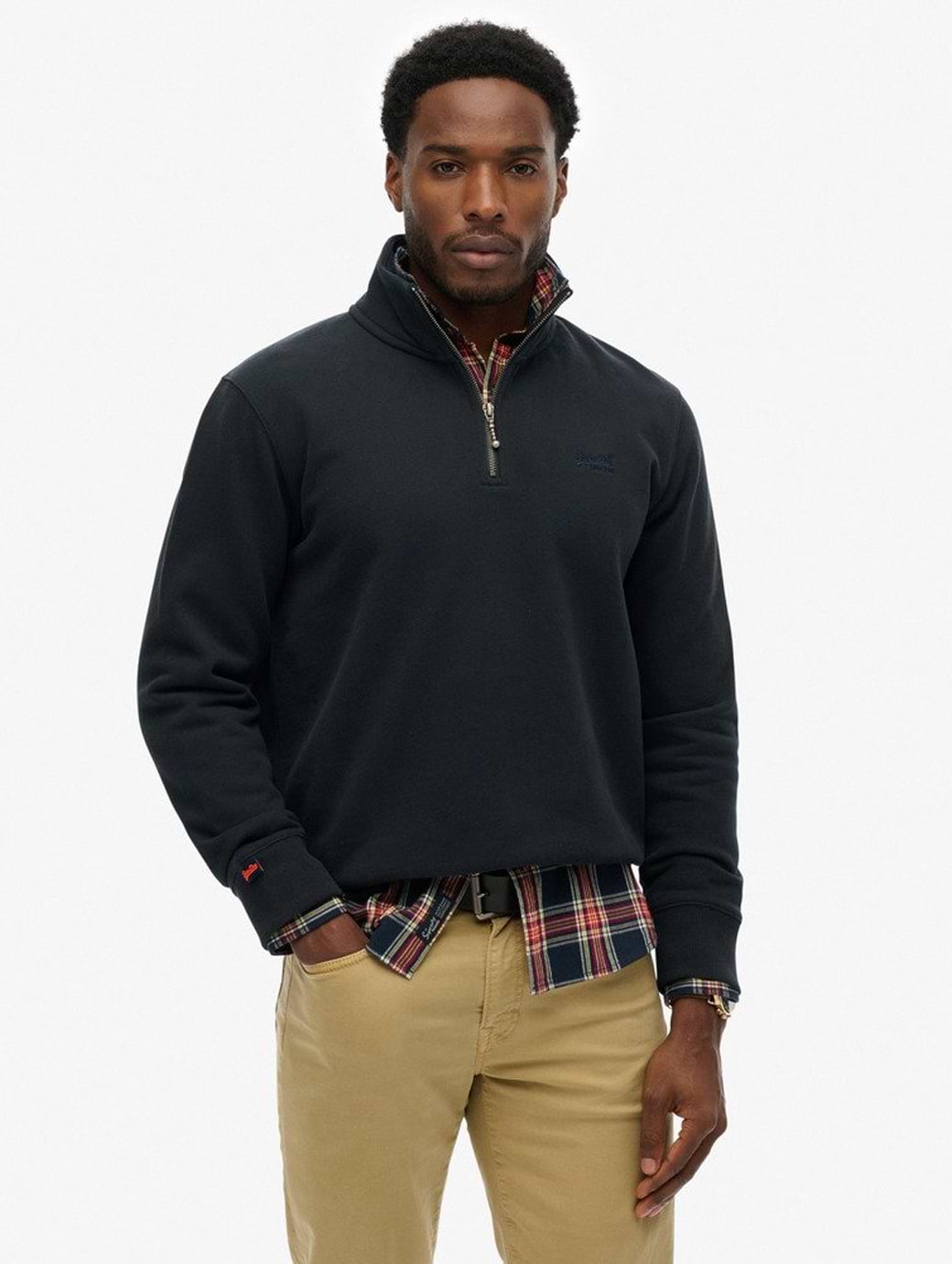 Superdry Men's Essential Logo Half Zip Eclipse Navy