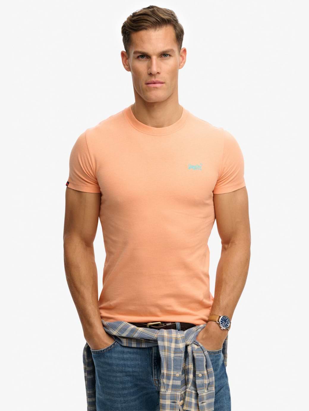 Superdry Men's Essential Logo T-Shirt Coral Reef