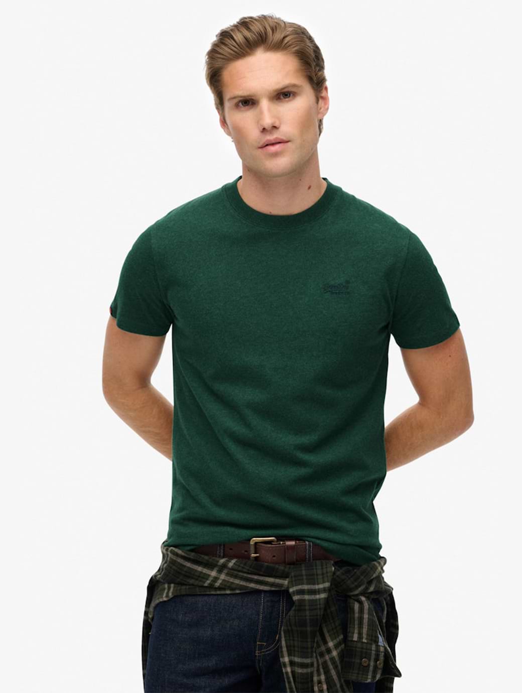 Superdry Men's Essential Logo T-Shirt Pitch Green Marl