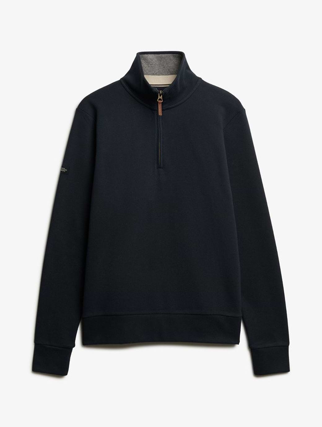 Superdry Men's Essential Pique Half Zip Eclipse Navy