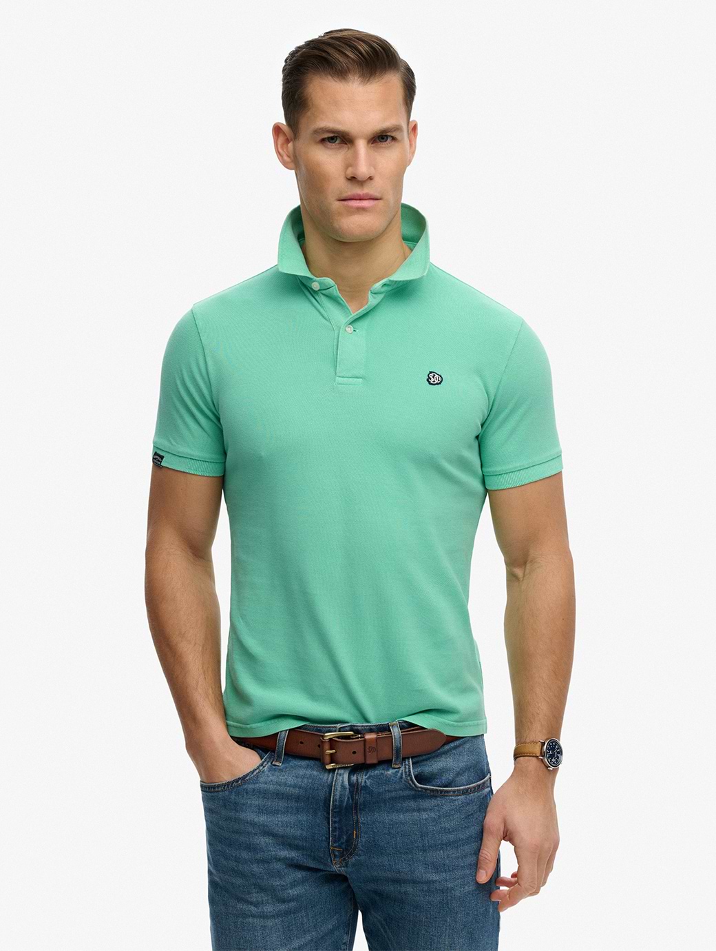 Superdry Men's Vintage Destroy Polo Spring Bud Green