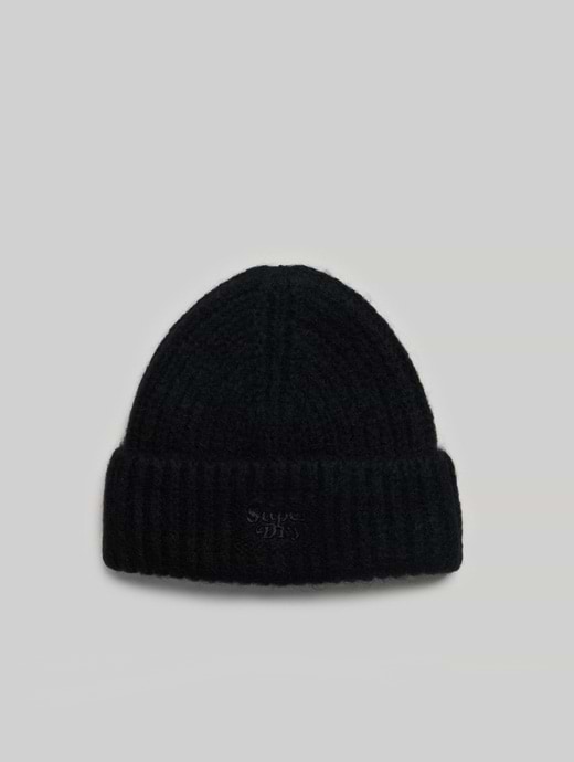Superdry Rib Knit Beanie Black