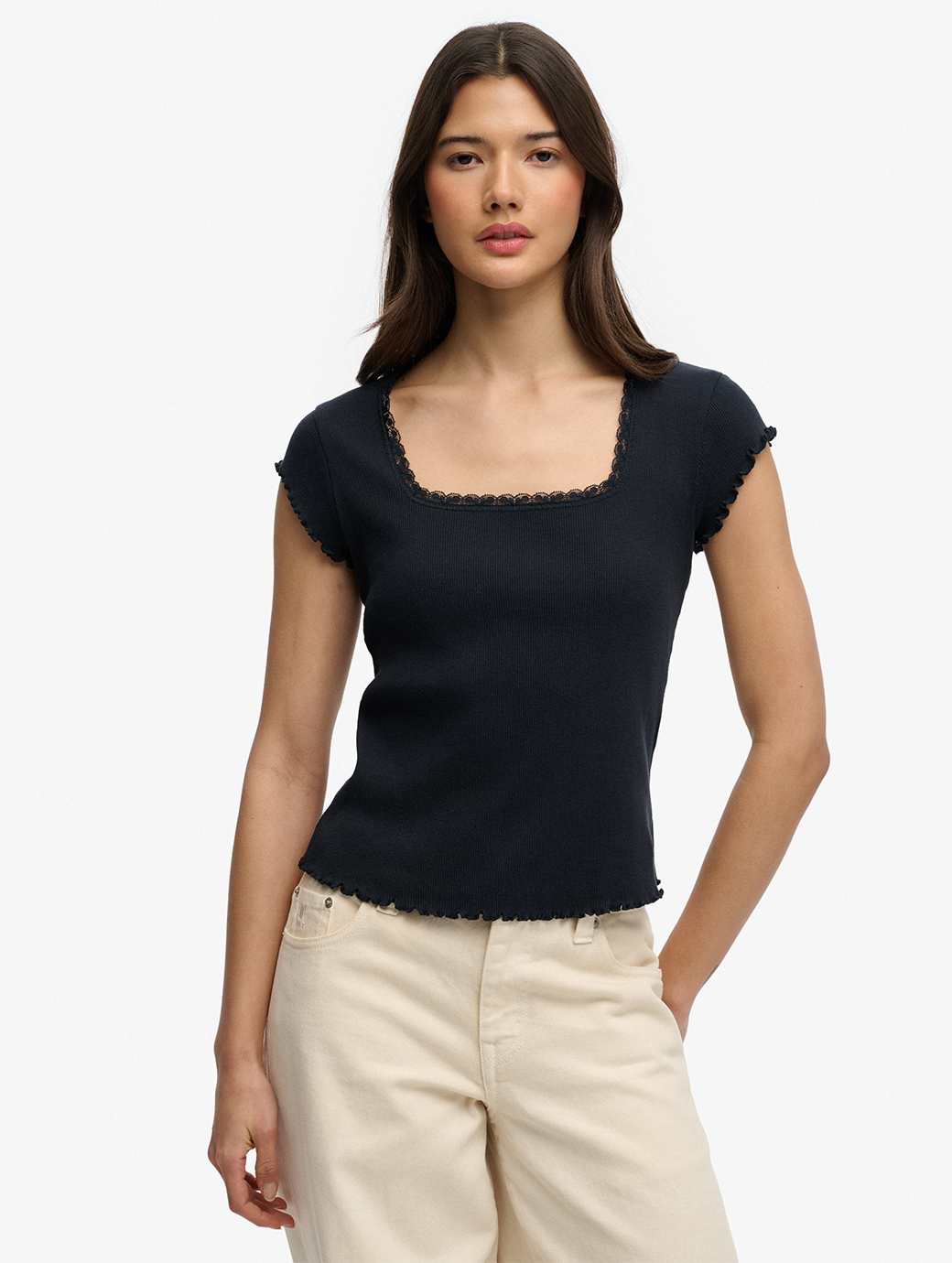Superdry Women's Athletic Essentials Square Neck Tee Eclipse Navy