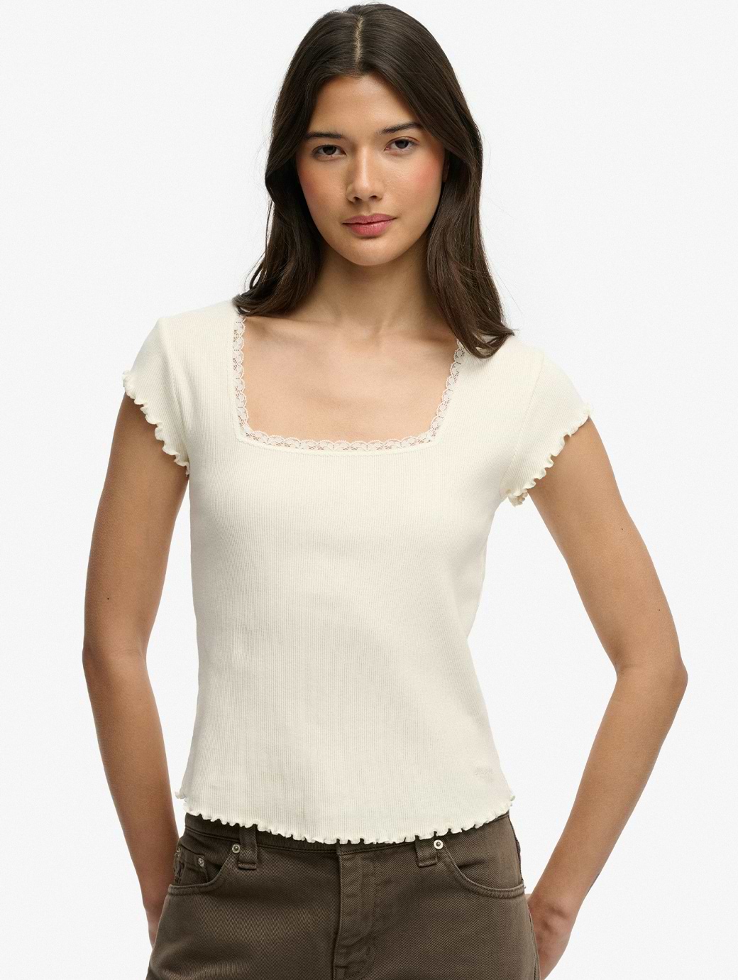 Superdry Women's Athletic Essentials Square Neck Tee Off White