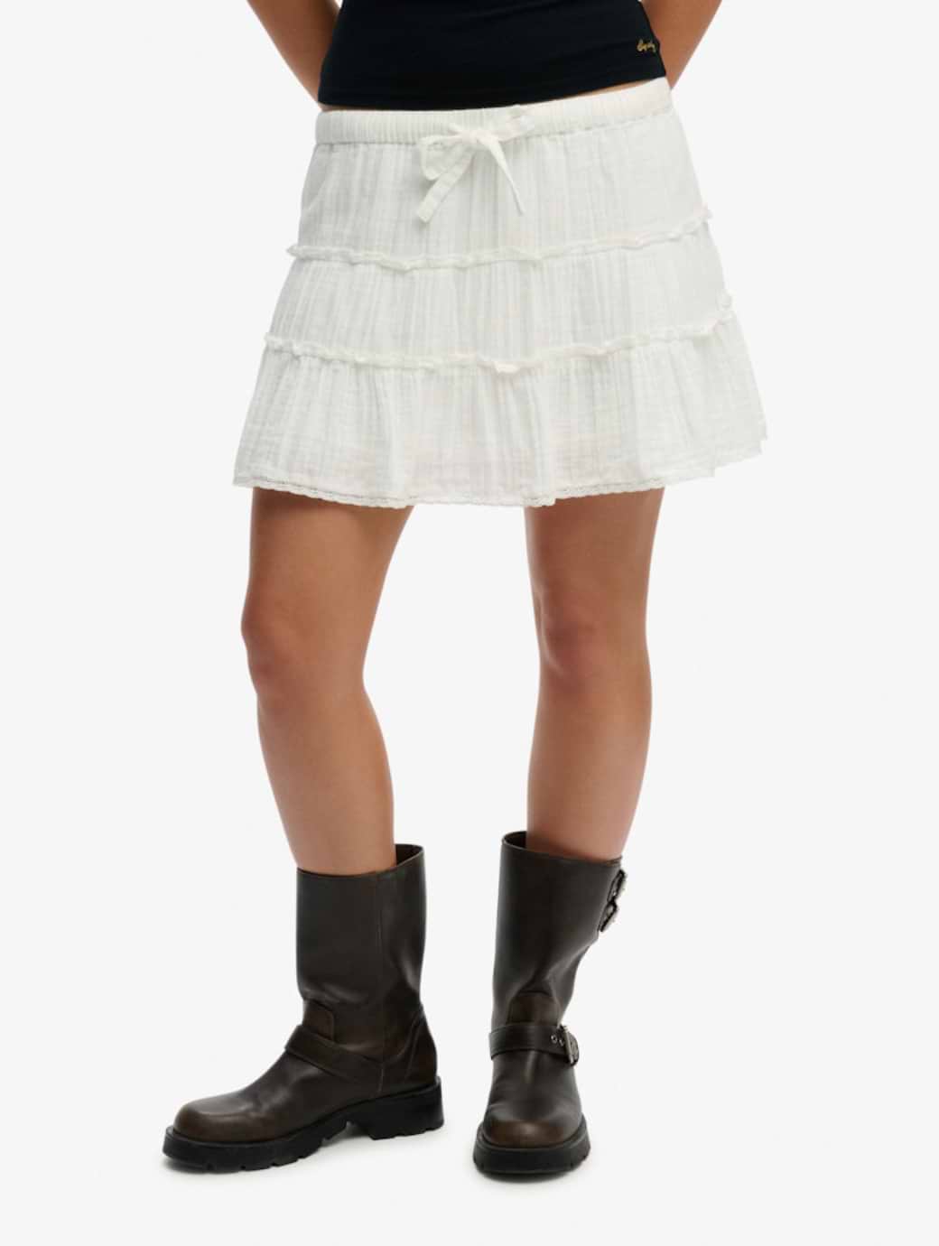 Superdry Women's Cheesecloth Tiered Mini Skirt Off White