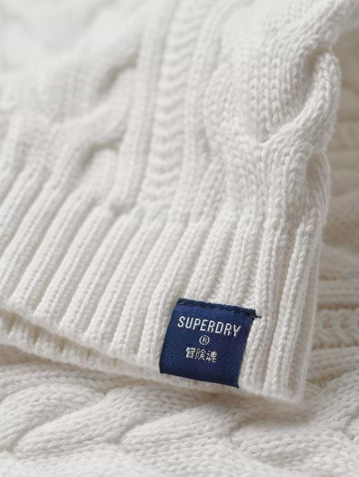 Superdry Women s Dropped Shoulder Cable Crew Jumper Winter White