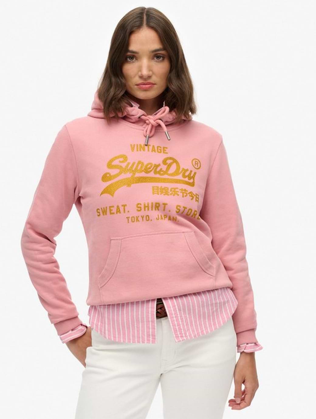 Superdry Women's Embellished VL Relaxed Hood Smoke Rose