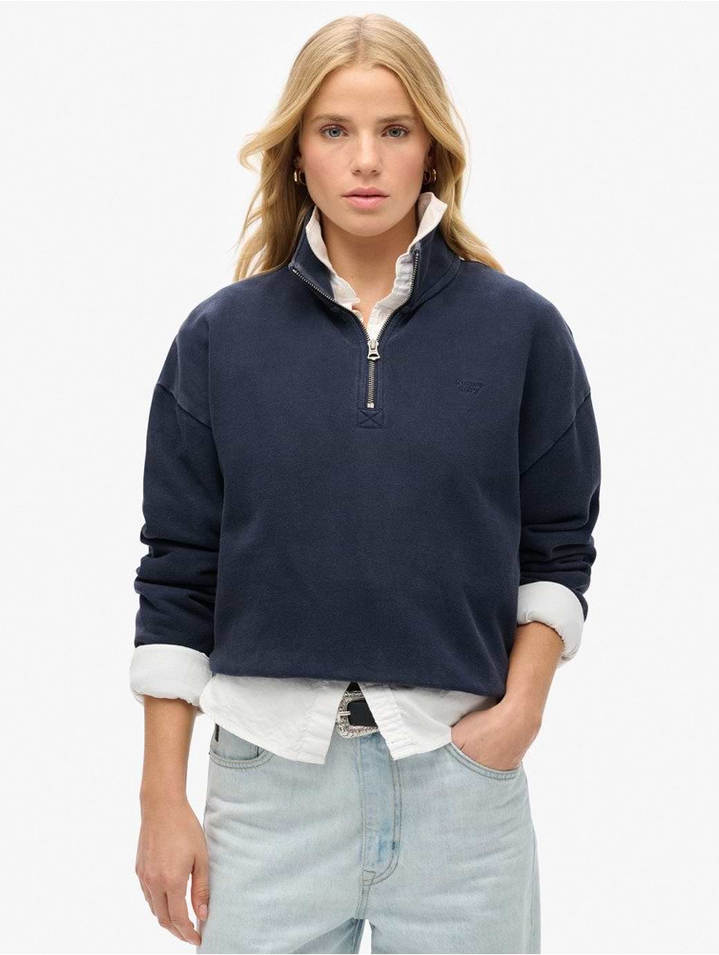 Superdry Women's Essential Half Zip Sweater Rich Navy