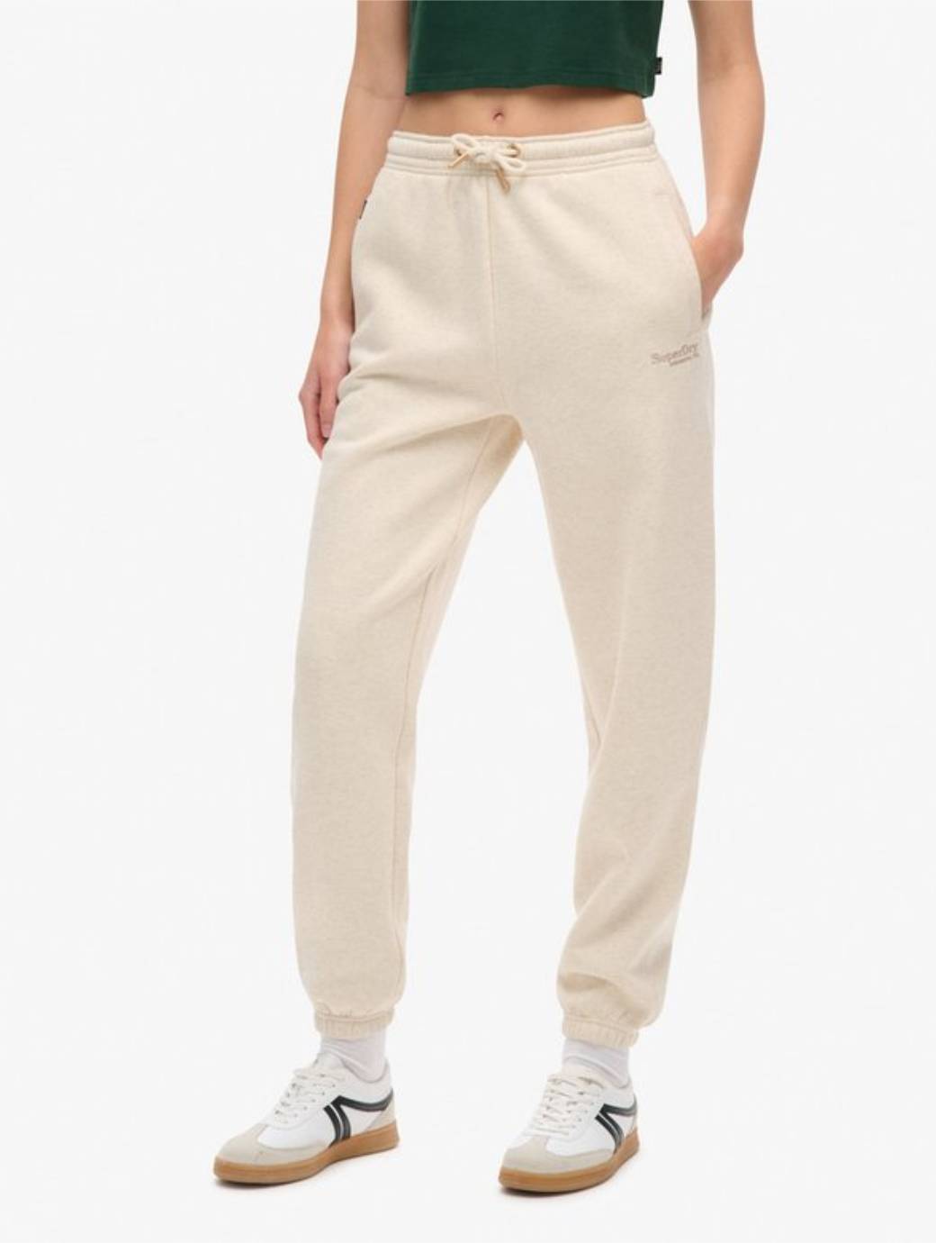 Superdry Women's Essential Logo Cuffed Jogger Light Oat Marl