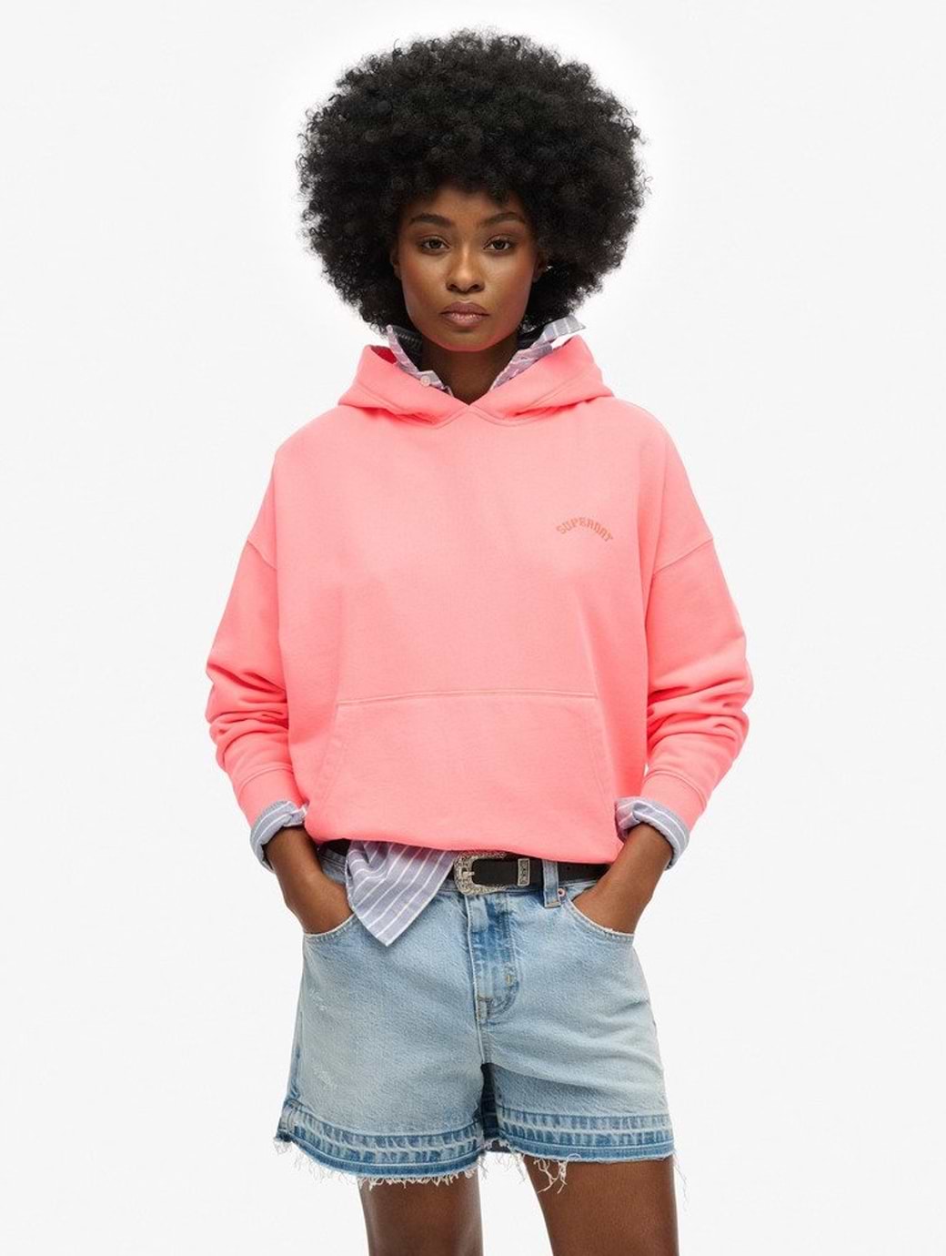 Superdry Women's Essential Logo GD Hoodie Fiery Coral