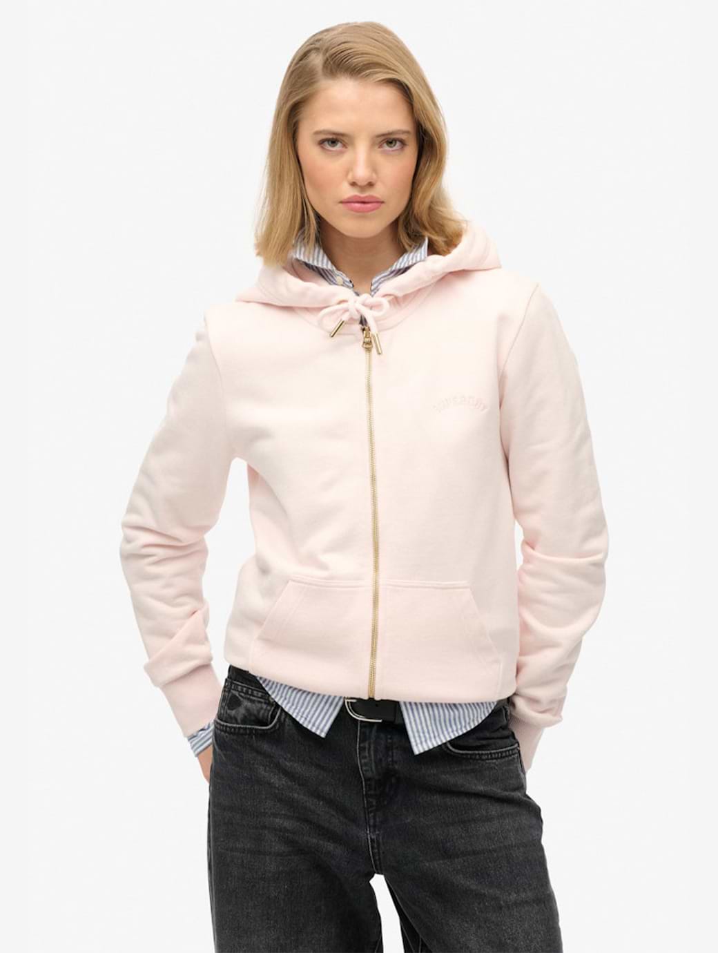Superdry Women's Essential Logo Ziphood HB Mauve Morn Pink
