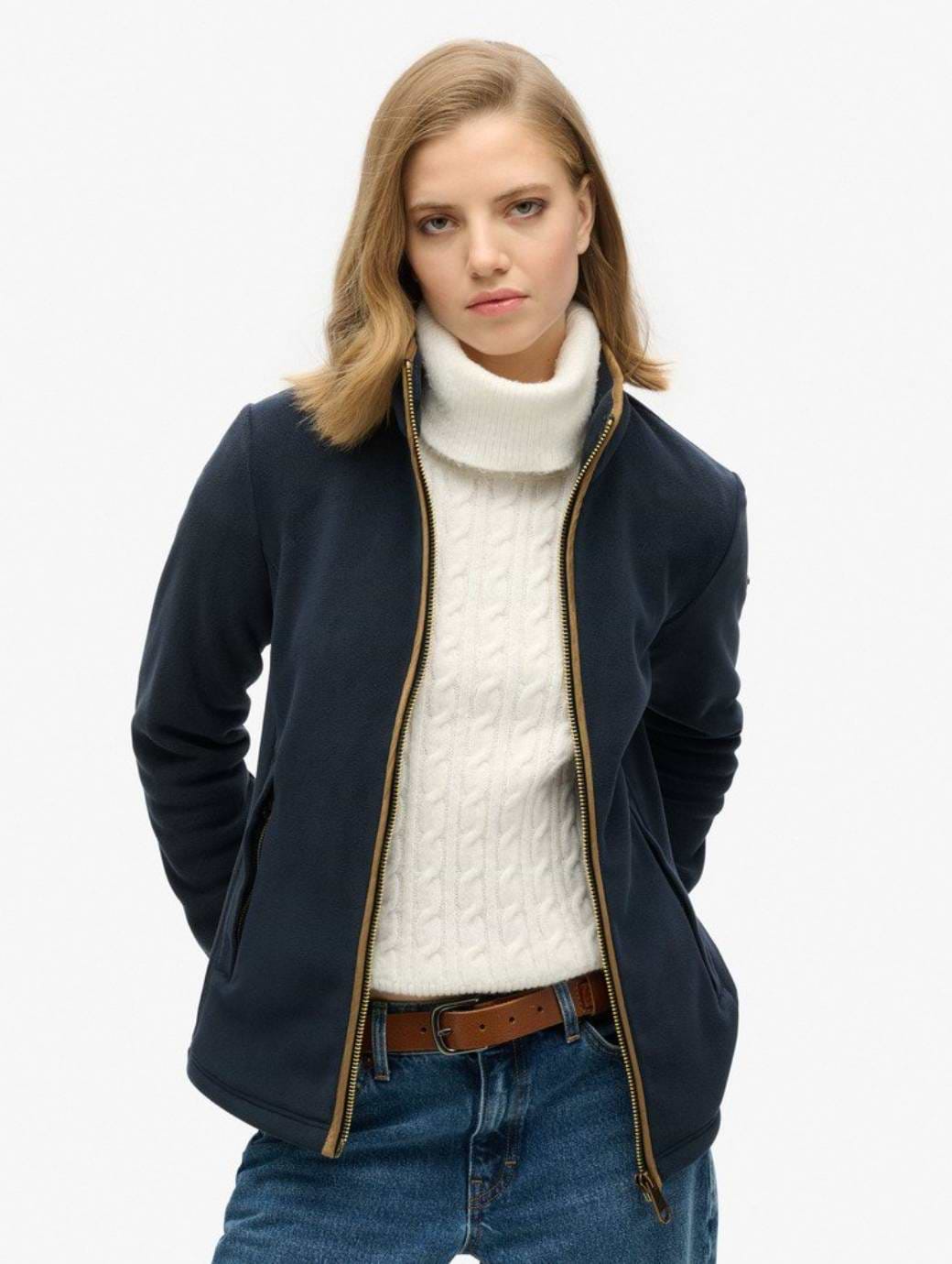 Superdry Women's Estate Full Zip Fleece Eclipse Navy