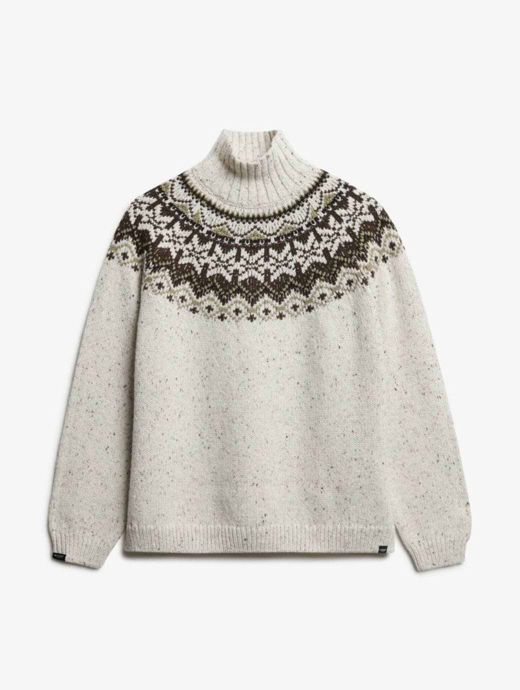 Superdry Women's Fairisle High Neck Jumper Off White Multi