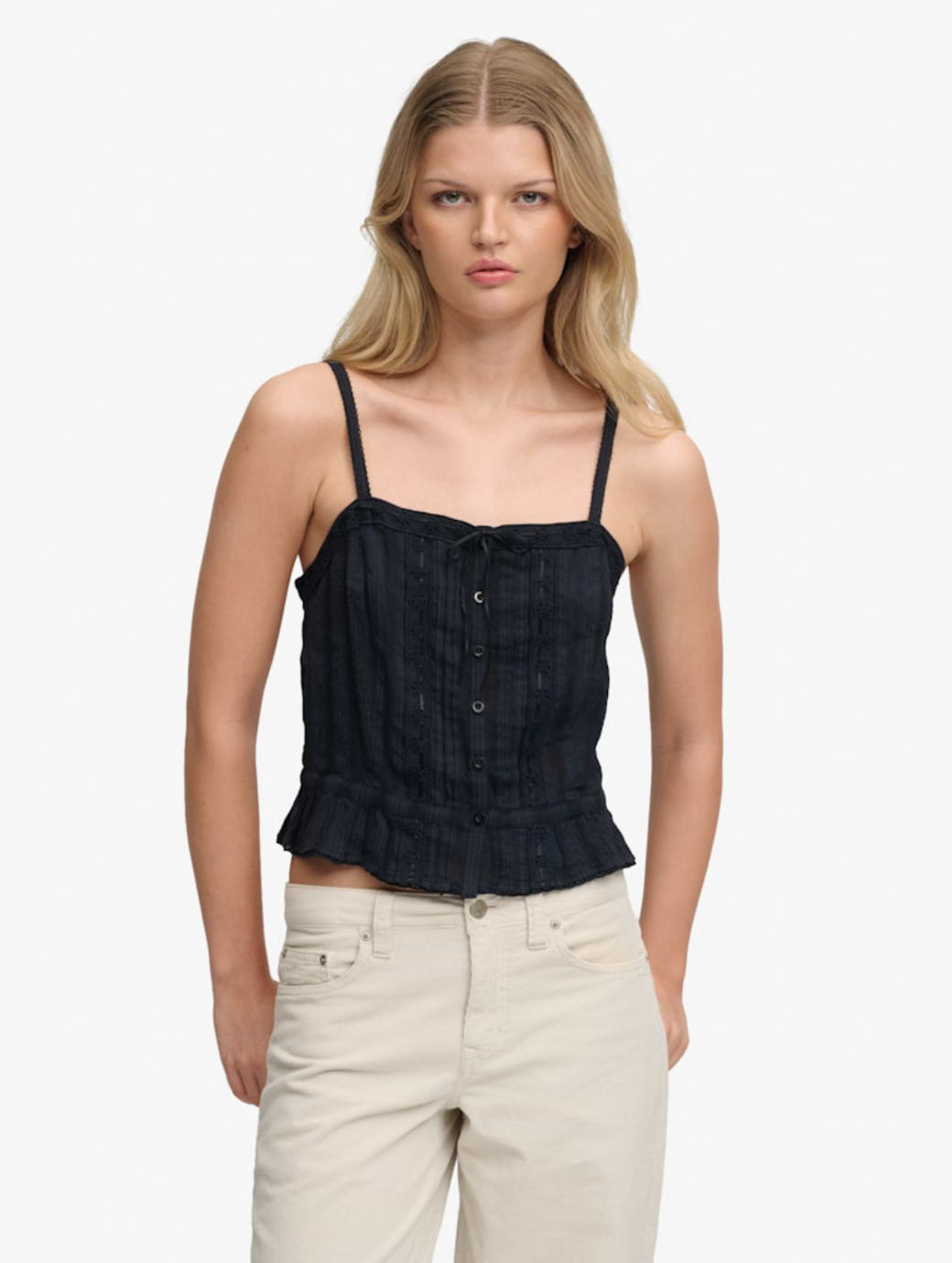Superdry Women's Lace Cami Top Eclipse Navy