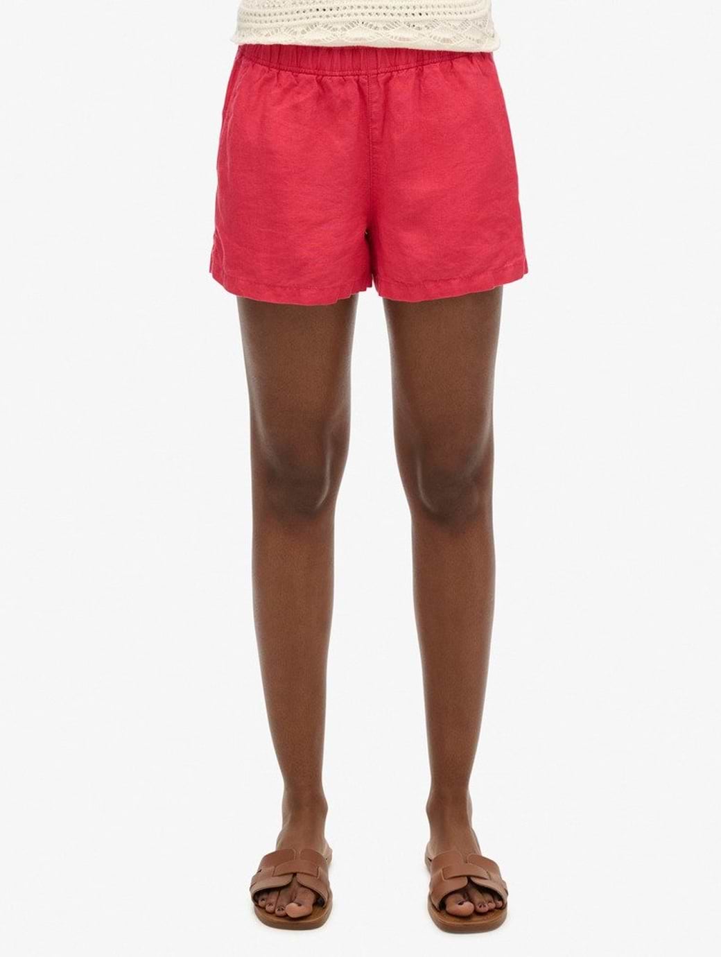 Superdry Women's Linen Drawstring Short Hyper Fire Coral