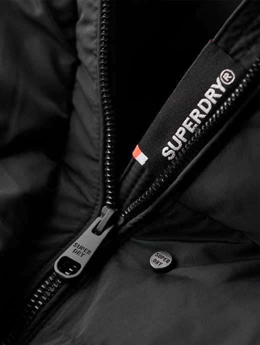 Superdry Women s Longline Hooded Puffer Jacket Black