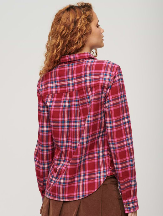 Superdry Women s Lumberjack Check Flannel Shirt Berry Red Check
