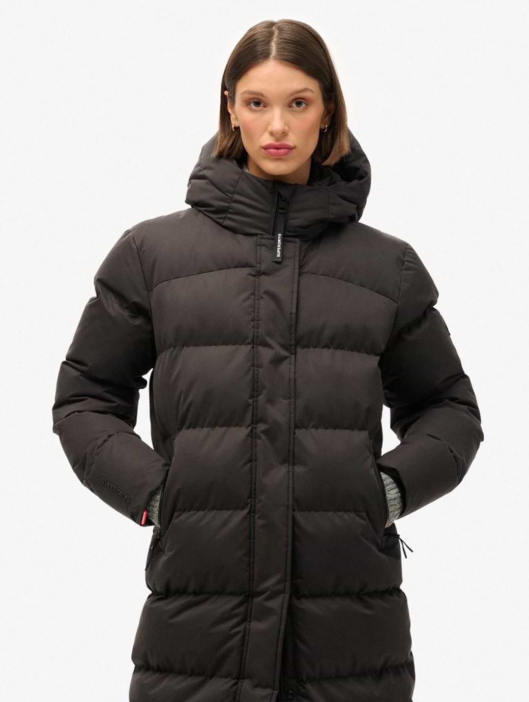 Superdry Women s Microfibre Longline Puffer Jacket Black