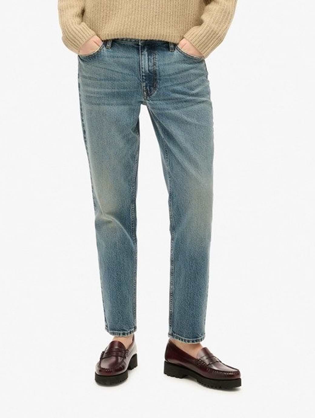 Superdry Women's Organic Cotton Mid Rise Slim Jeans Logan Vintage Dark Blue