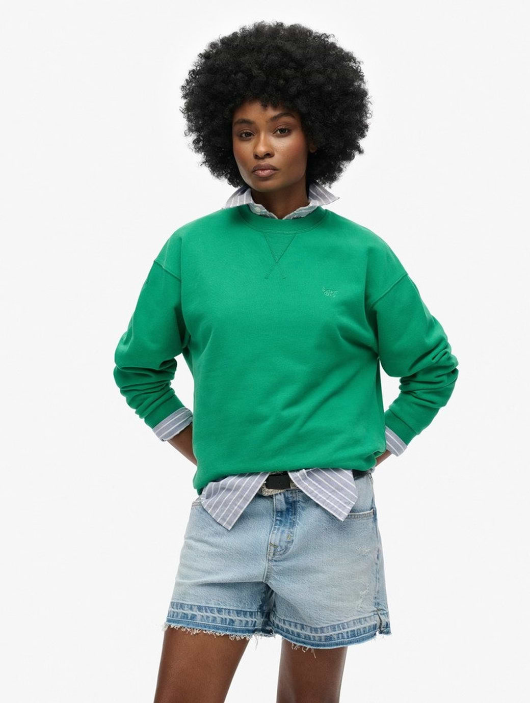 Superdry Women's Studios Crew Jumper Drop Kick Green