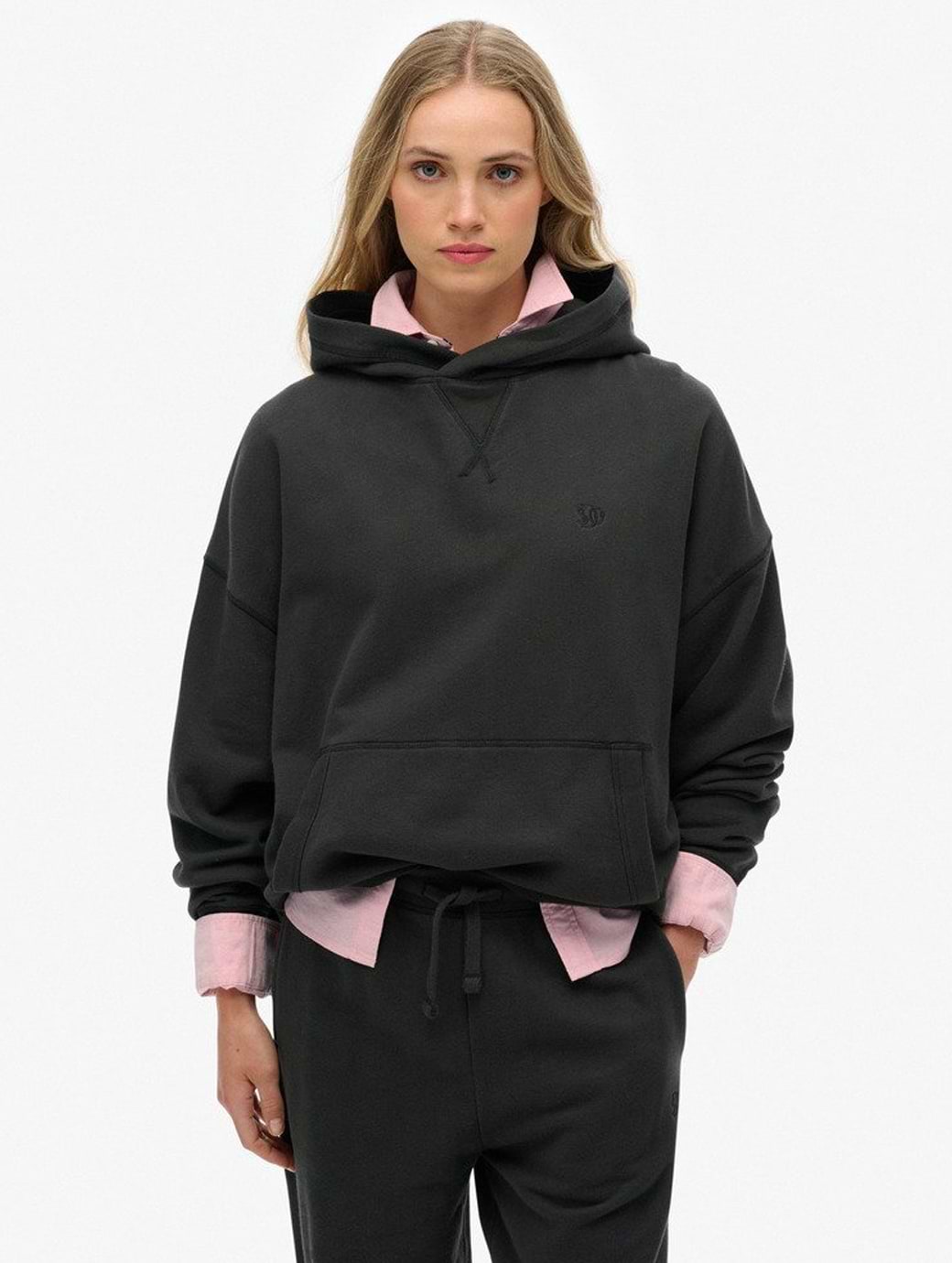 Superdry Women's Studios Relaxed Hoodie Washed Black