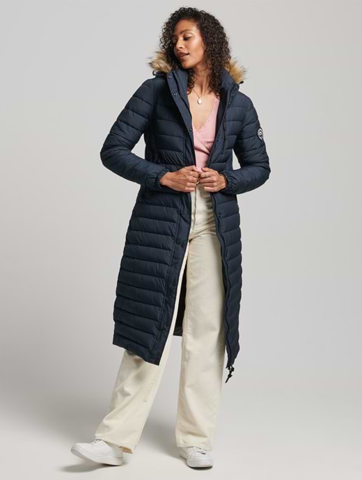 Superdry Women's Super Longline Fuji Jacket Eclipse Navy