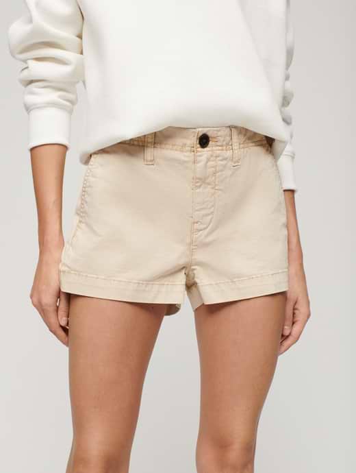 Superdry Women s Vintage Chino Hot Shorts Oatmeal