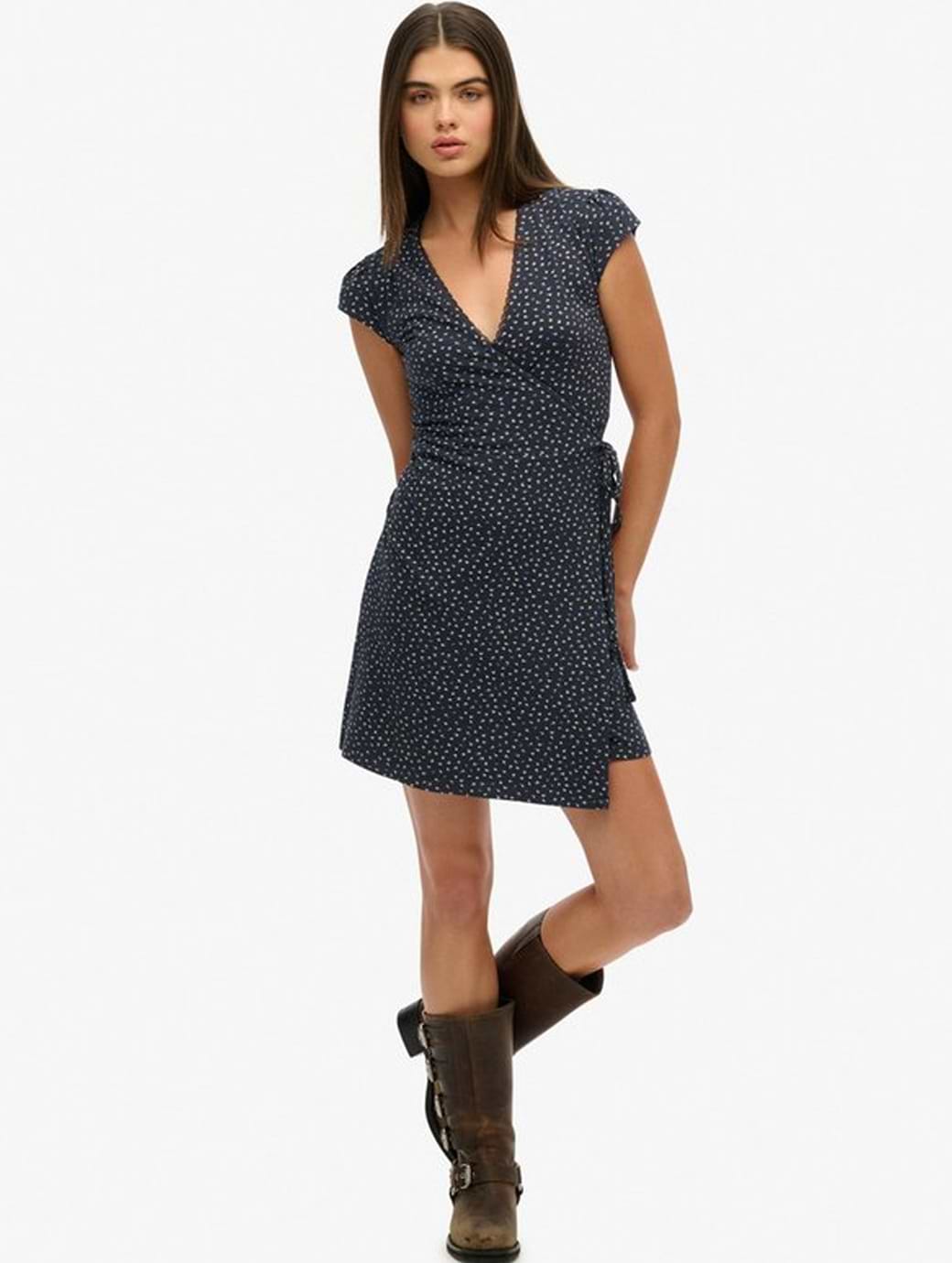 Superdry Women's Athletic Essential Wrap Dress Navy Petal