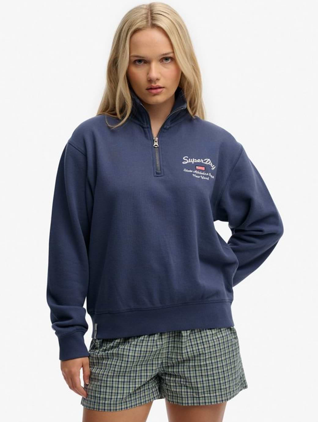 Superdry Women's Athletic Essentials Graphic Half Zip Mariner Navy