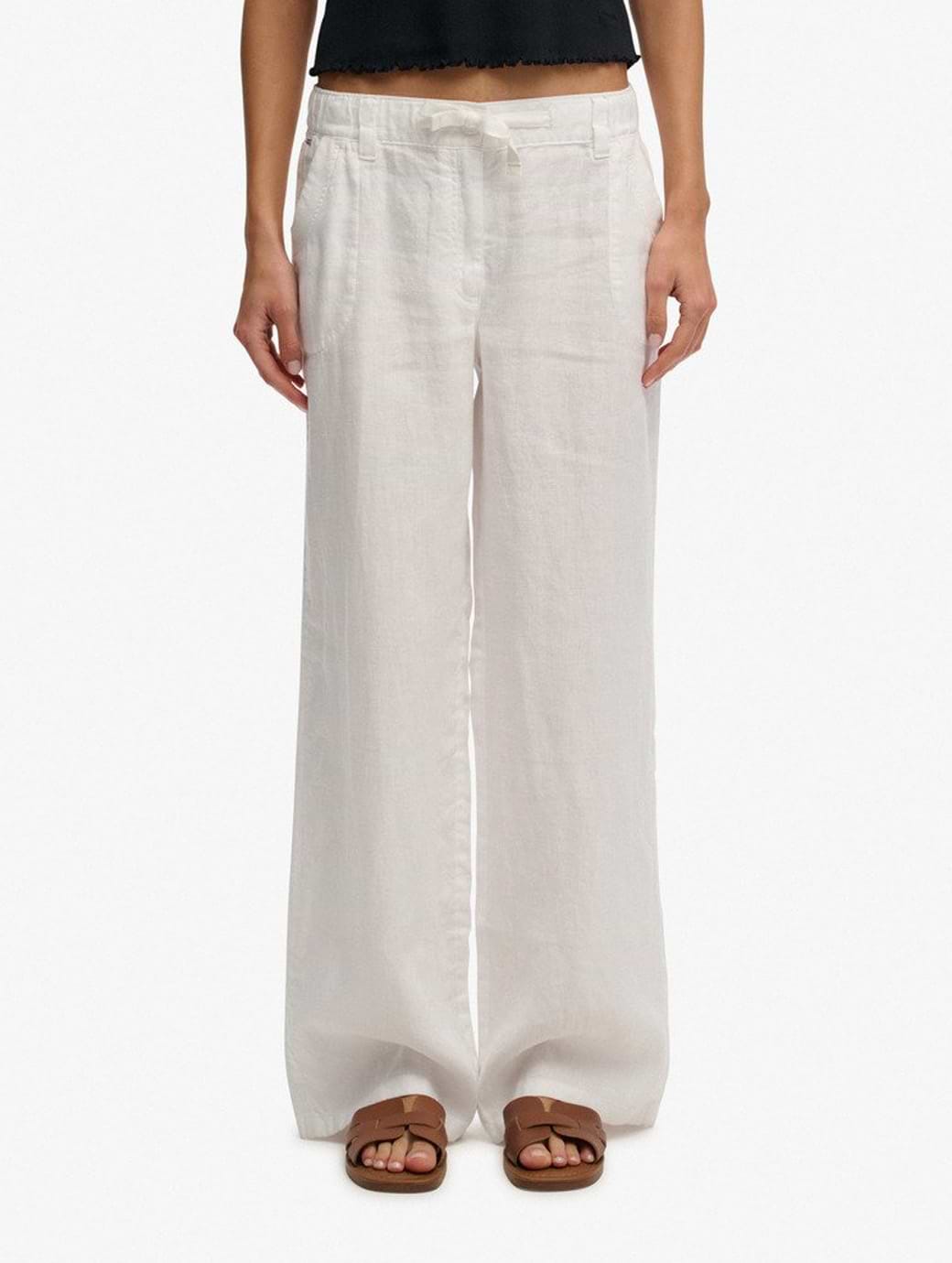 Superdry Women's Linen Low Rise Pant Optic