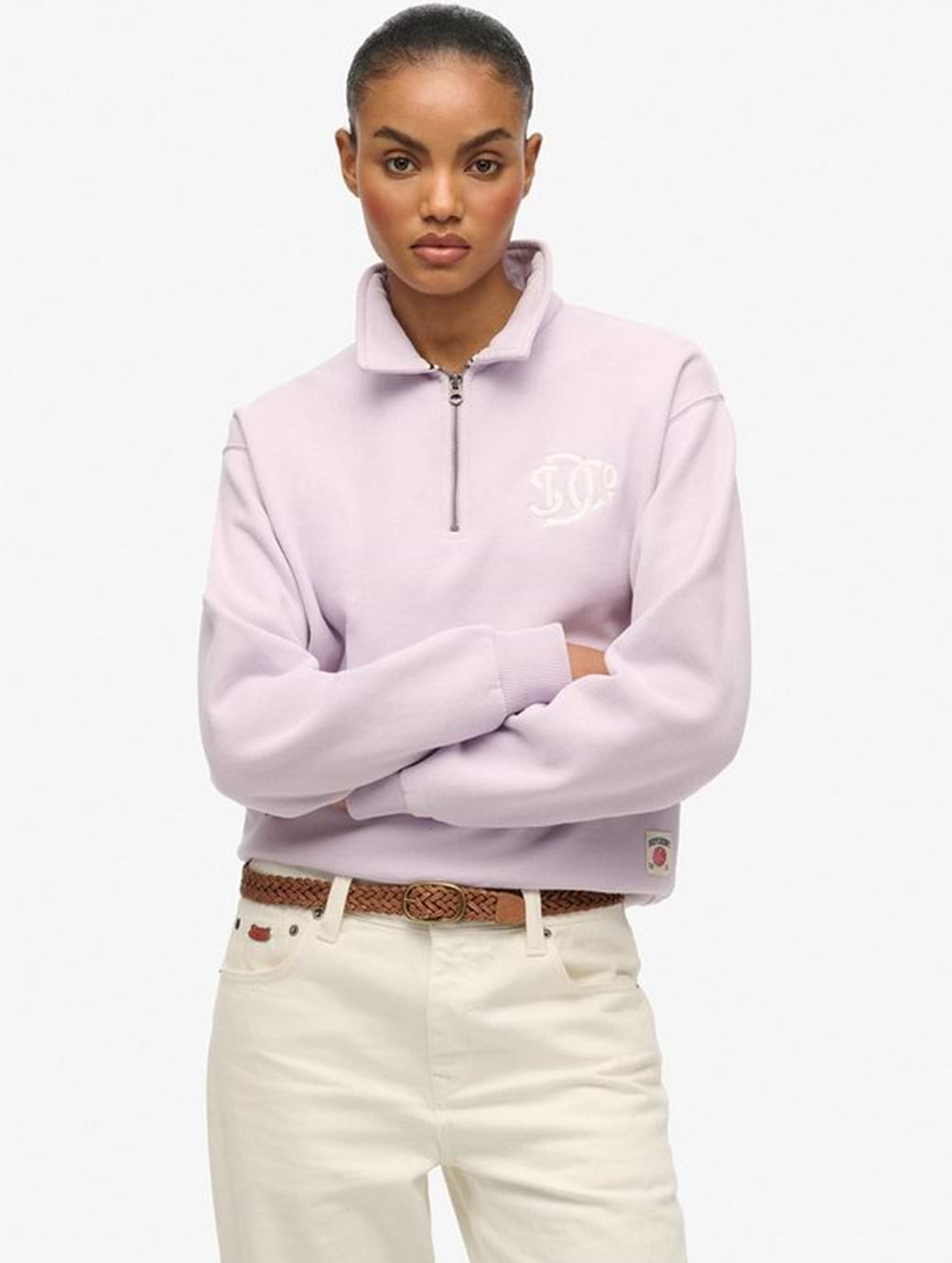 Superdry Women's SD&Co Neon Collared Half Zip Parma Violet Purple