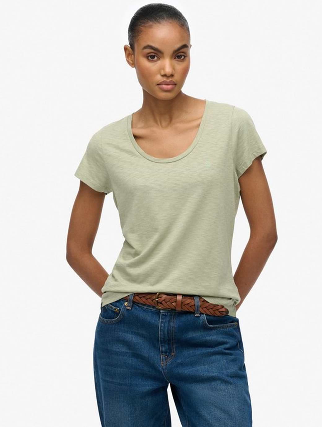 Superdry Women's Studios Scoop Neck Tee Dusty Sage