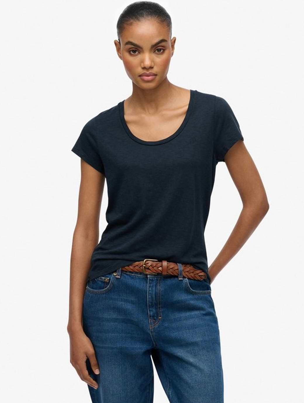 Superdry Women's Studios Scoop Neck Tee Eclipse Navy