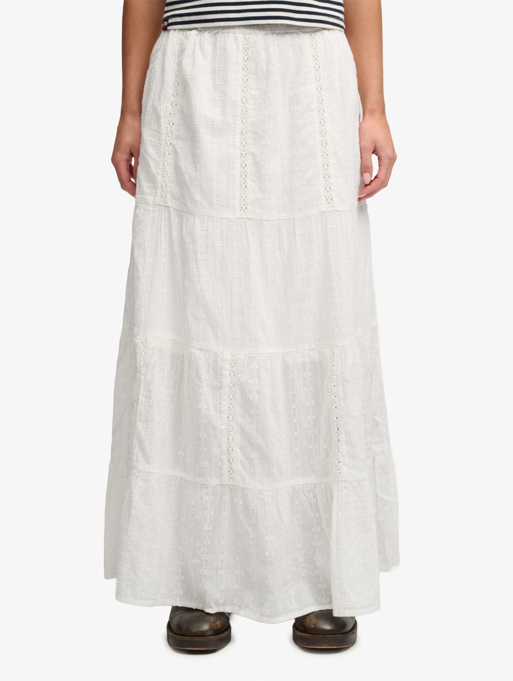 Superdry Women's Tiered Maxi Skirt White