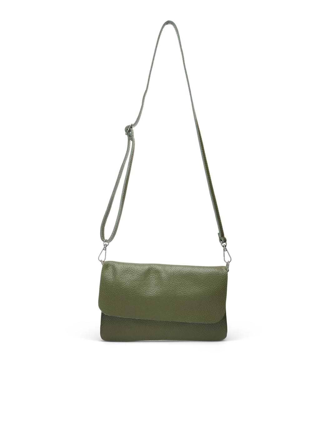 Suzy D London Male Leather Bag with Fold Over Styling Olive