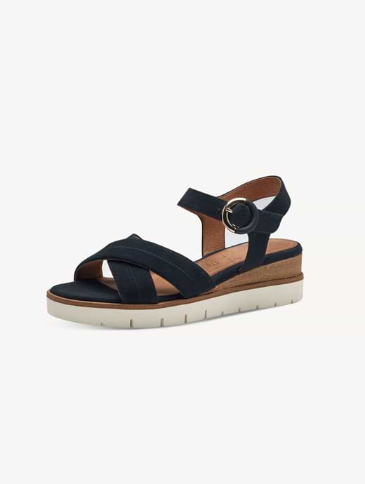 Tamaris Leather Heeled Sandal 805 Navy