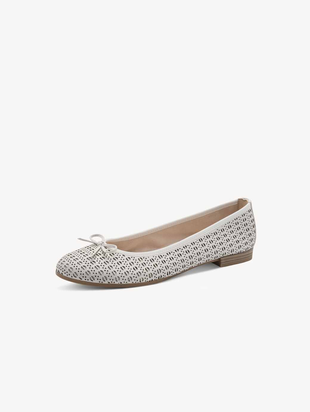 Tamaris Women's 1-22116-41-1B0 Leather Ballerina Shoe White