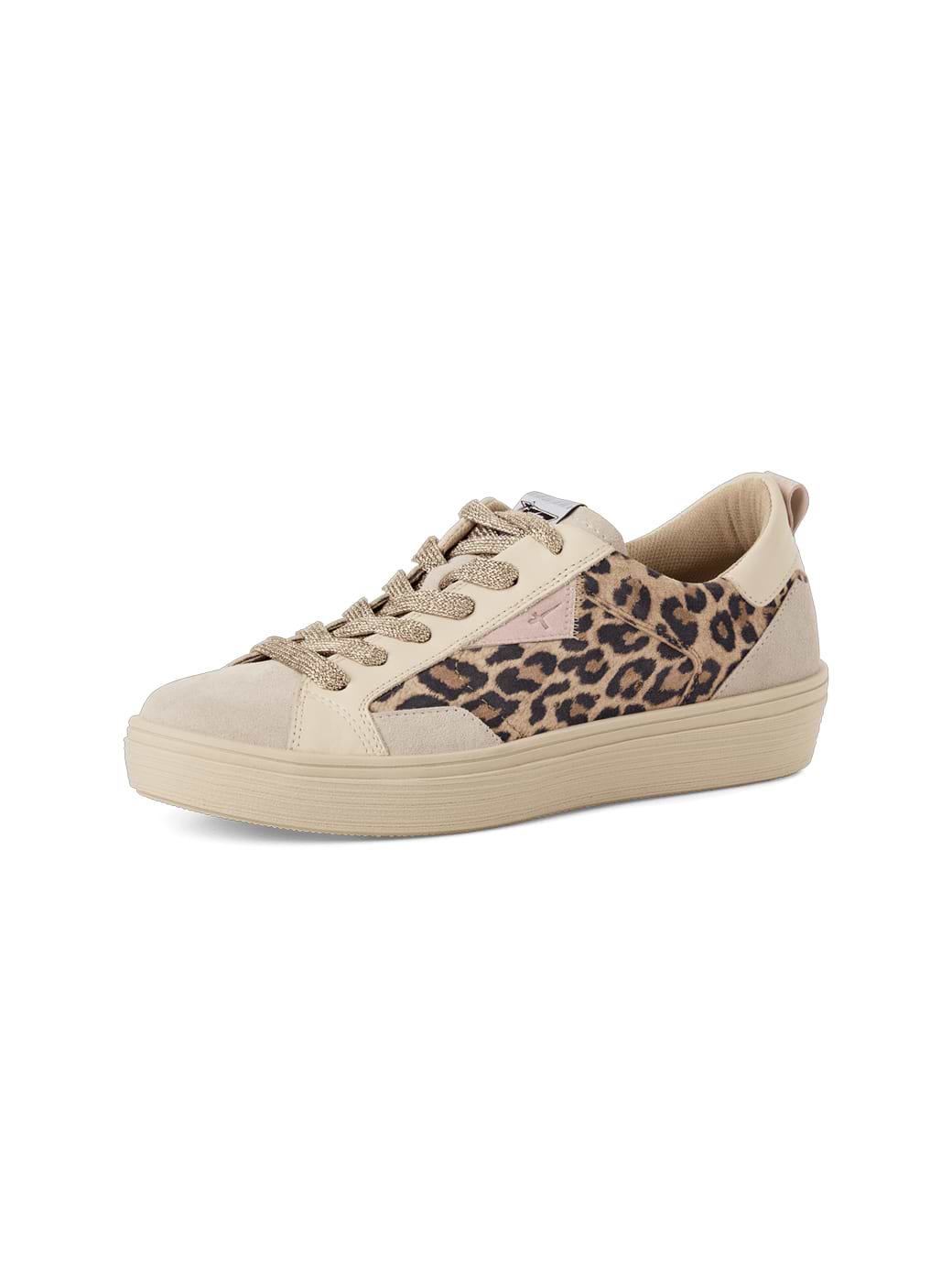 Tamaris Women's 1-23706-46-329 Lace-Up Leather Trainer Leopard Comb