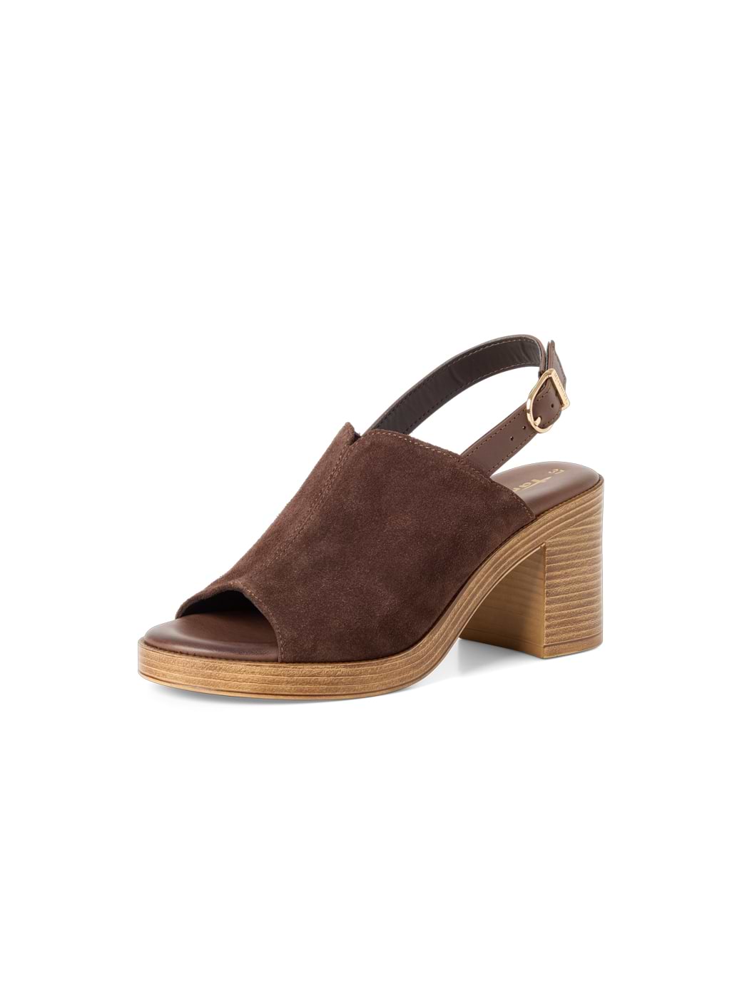 Tamaris Women's 1-28304-44-304 Leather Heeled Sandal Mocha