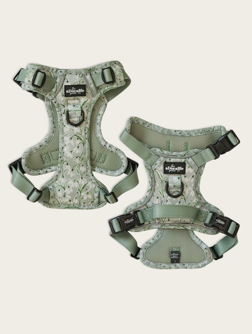 The Adorable Pooch Company Hike & Go Harness Silent Snowdrops